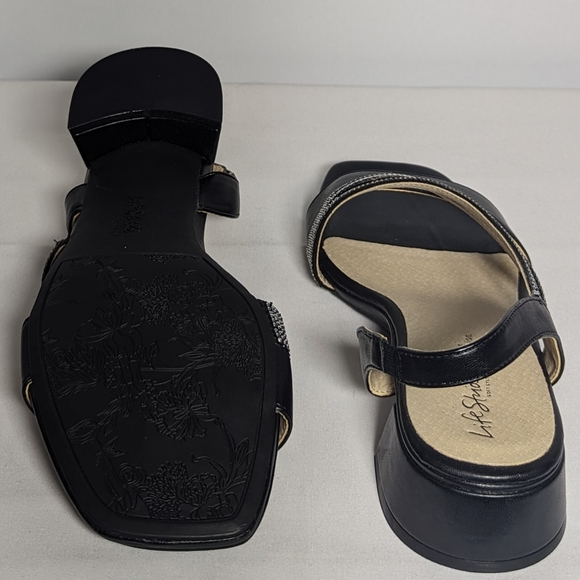 NEW Life Stride Womens Joy Sandal Rhinestone Black 8 Wide - Picture 3 of 4